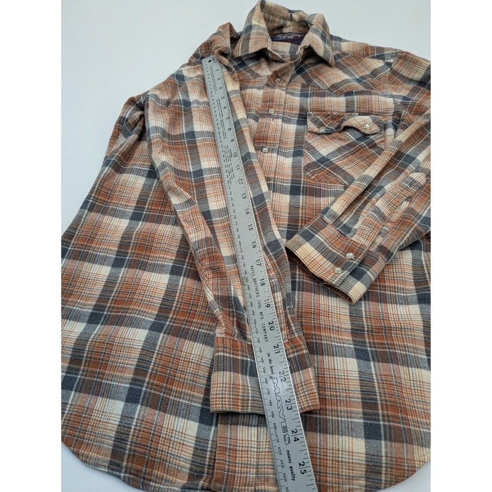Vintage 1970s Gap Fashion Pioneers Plaid Western Snap Shirt 100% Cotton Medium - Picture 6 of 7